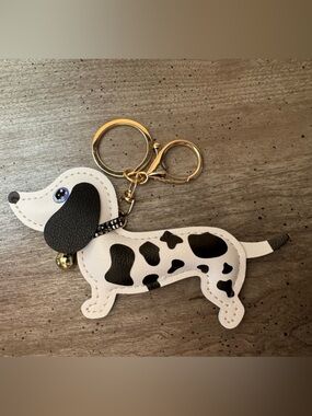 White & Black Dachshund Dog Keychain/Bag Charm